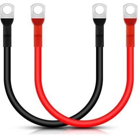 Piece 30 cm battery cable 16 mm², red and black 5 AWG battery inverter cable with ring terminals copper wire for motorcycles, diesel cars, marine, solar, motorhomes, (1/4)