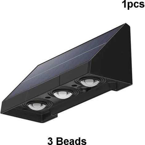 (3 perles - 1 pièce) 1 applique solaire murale extérieure étanche IP54, ampoule LED à allumage automatique la nuit, idéale pour jardin, cour ou balcon. (1/5)