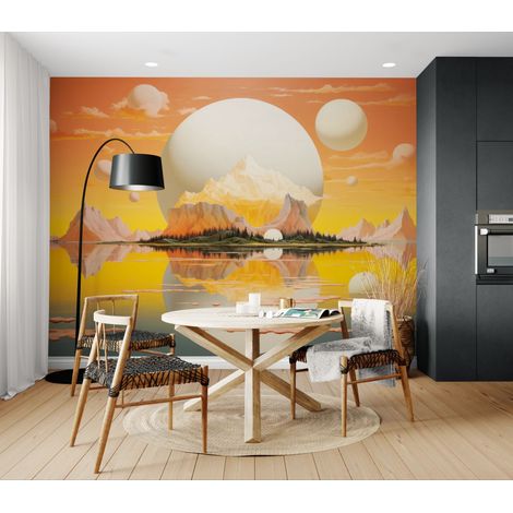 Papier peint Surréaliste – monde solaire onirique - 150 x 250 cm (1/2)