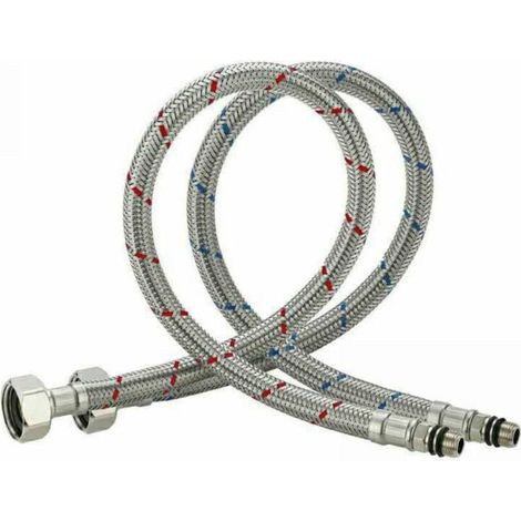 Stainless steel mixer tap for hot and cold water with 60 cm flexible hose, kitchen sink faucet (1/4)