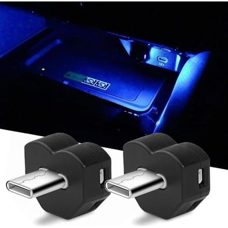 Lot de 2 Mini Éclairage Intérieur Voiture Type-C USB – 8 Couleurs Veilleuse Lecture Sommeil (1/5)