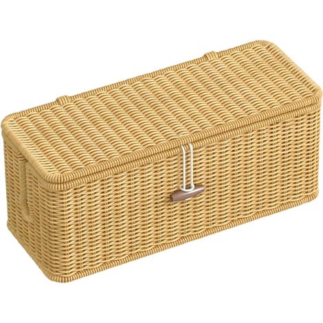 Wire Management Box, Woven Cord Organizer Desk, Power Strip and TV Wires Basket, Decorative Lid for Meeting Room, Study, Living Area Use, 12.99x5.31x5.12 Inches (1/5)