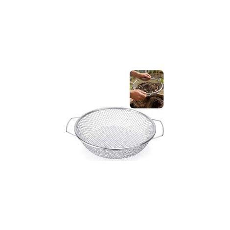 30 cm Edelstahl-Gartensieb mit Griff - Rundes Metallsieb für Sand, Saatgut, Erde, Kompost, Steine, Unkraut, Kies (6 mm Maschenweite) (1/5)