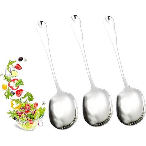 Lot de 3 cuillères de service, petites cuillères à long manche, cuillères compte-gouttes, cuillères en acier inoxydable poli, pour le service, vaisselle, buffets, finition brillante (1/5)