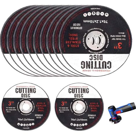 Lot de 12 disques à tronçonner de 76 mm - Disques de meuleuse d'angle fins et flexibles - Pour meuleuse droite - 76 x 1,2 mm - Disque à tronçonner fin - Disques flexibles pour meuleuse d'angle (1/5)