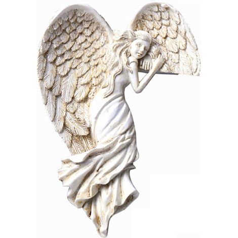 Statue Ange - Résine Blanche - Décoration Murale pour Cadre de Porte - Salon Chambre à Coucher - 1 Pièce (1/5)