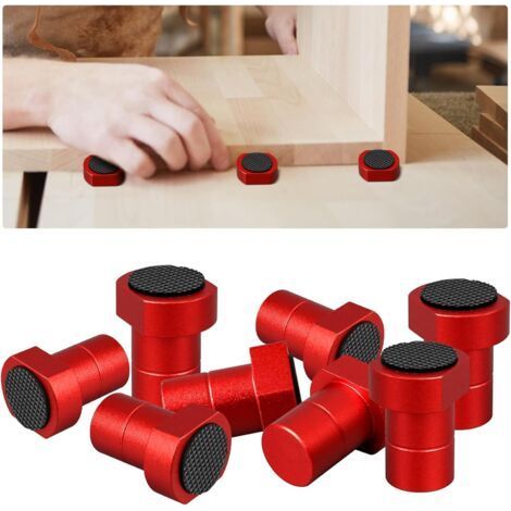 Lot de 8 chevilles pour chiens de banc en alliage d'aluminium, 19/20 mm, pour le travail du bois avec coussinet antidérapant, pour table de travail du bois, établi, prise de rabot (rouge, 20 (1/5)