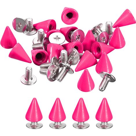 100 Ensembles Cône Pointes Clous, 7x10mm Clous et Pointe Métal Vis Dos Rivet pour Vêtements Ceintures Sacs Chaussures Bricolage Maroquinerie, Rose Rouge (1/5)