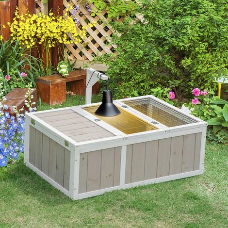 Maison enclos cage pour petit animal tortue avec 2 espaces dimensions 91,5L x 61l x 33H cm - bois de sapin