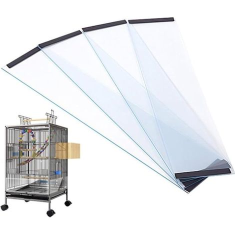 Déflecteurs transparents pour cage à oiseaux - Lot de 4 pièces - PVC haute transparence - Récupérateur de graines