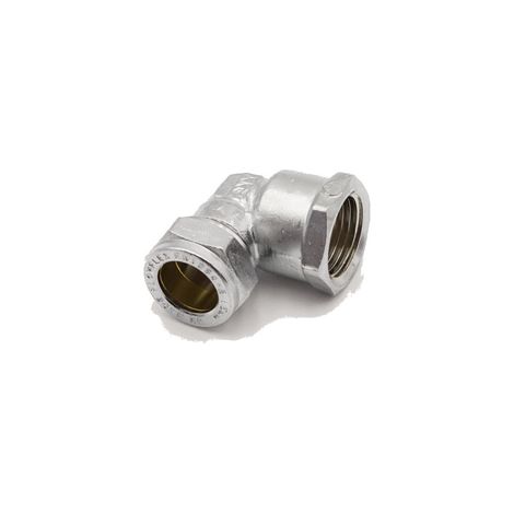 PrimaPlus Chrome Brass Compression Elbow 15mm x 1/2" Female (1/3)