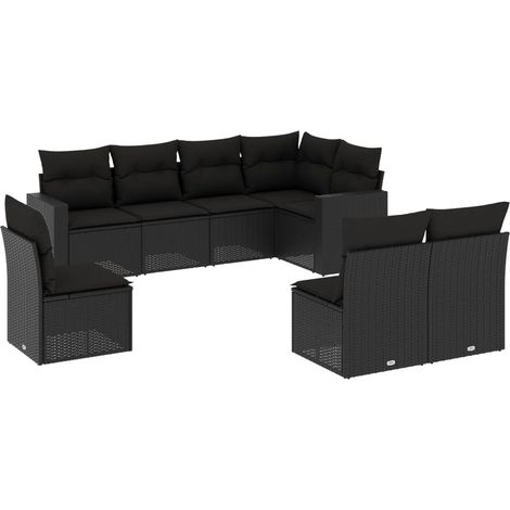 Maison Exclusive - Set Divani da Giardino con Cuscini 8 pz Nero in Polyrattan (1/3)