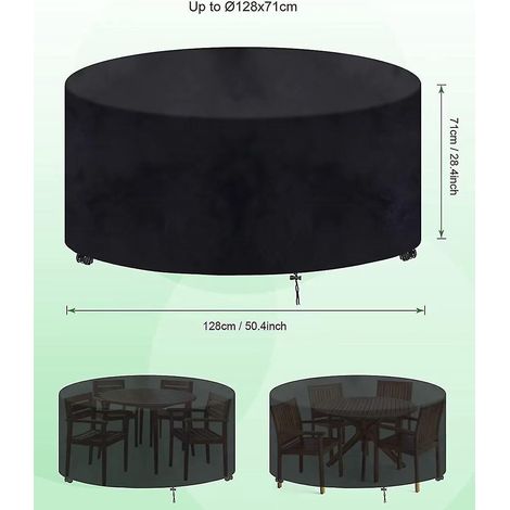 Housse de table de jardin ronde, bâche pour mobilier de jardin ronde 120, imperméable, anti-poussière et anti-UV, pour ensembles de meubles de jardin (128 x 71 cm). (1/4)