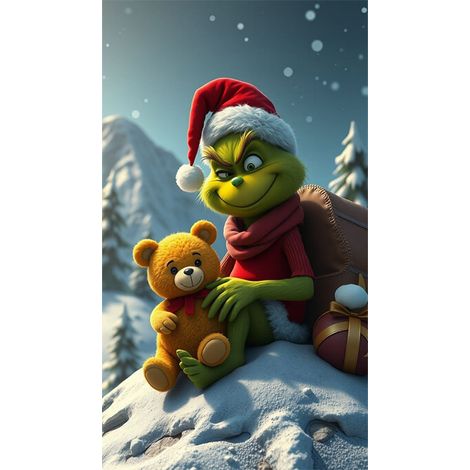 Rideau/drapeau de porte de Noël 2026, fond photo intérieur/extérieur avec motif monstre vert - 90 x 180 cm - LMGBJB-19
