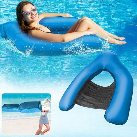 Aufblasbare Poolliege für Erwachsene, tragbarer Schwimmstuhl für den Pool – Blau (1/5)
