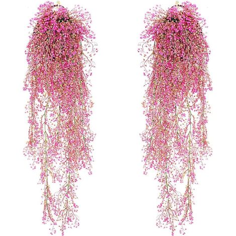 2 Pcs Fleur Artificielle Guirlande Suspendus,Panier Suspendu Fleur Artificielle,pour Décoration Murale Balcon (1/5)