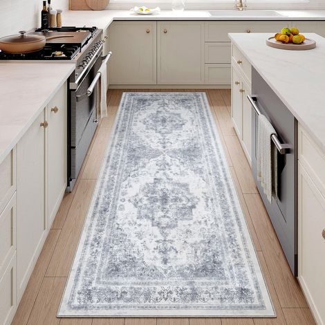 Bleu Vintage Tapis Couloir 60x240cm Lavable en Machine Rug Cuisine,Chambre Enfant Rugs, Descente de Lit,AntidéRapant Carpet,Mangerd Carpets,Interieur Doux Poil Ras,Bureau (1/5)