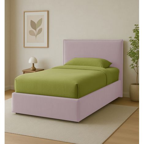 letto una piazza e mezza con contenitore "zoom" in tessuto rosa 120x190 cm (1/4)