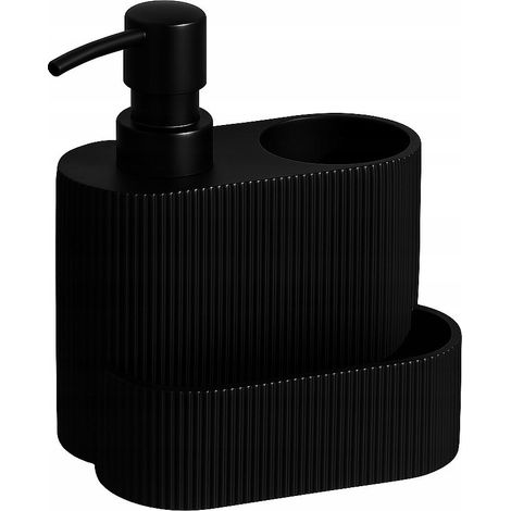 Dispenser per detersivo per piatti, in plastica, con porta spugna, nero, 300 ml (1/3)