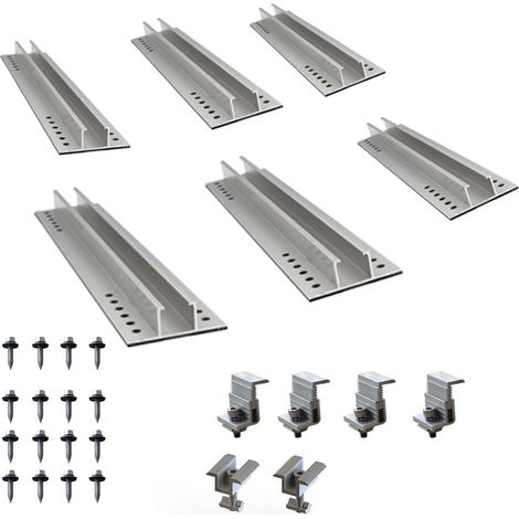 Support de panneau solaire pour 2 modules Kit de rails de support de toit en tôle trapézoïdale en aluminium PV - Dimensions (l x H x L) : 70 x 22 x 380 mm (1/5)