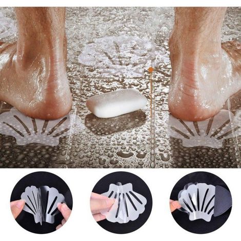 6 Bandes Antidérapantes Coquillages, Autocollants Amovibles Pour Baignoire, Douche, Toilettes, Escalier, Blanc (1/4)