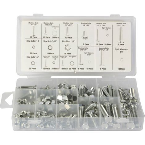Perel – Assortiment de boulons et écrous 240 pcs – Acier galvanisé – Tête hexagonale – Longueur M4 à M10 – Boîte de rangement incluse (1/5)