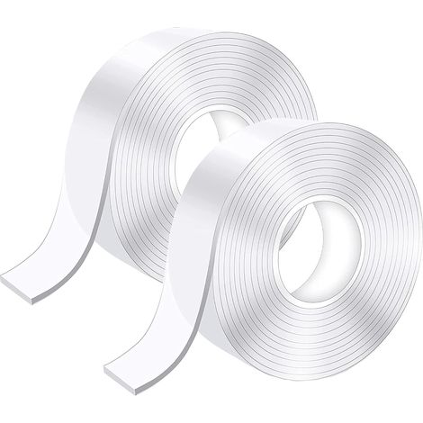 6M Ruban Adhésif Double Face Extra Fort, Transparent Lavable Fin Nano Tape, Amovible Traceless Bande Antidérapant, Réutilisable Double-Face Gel pour Tapis, Maison ou Bureau (1/5)
