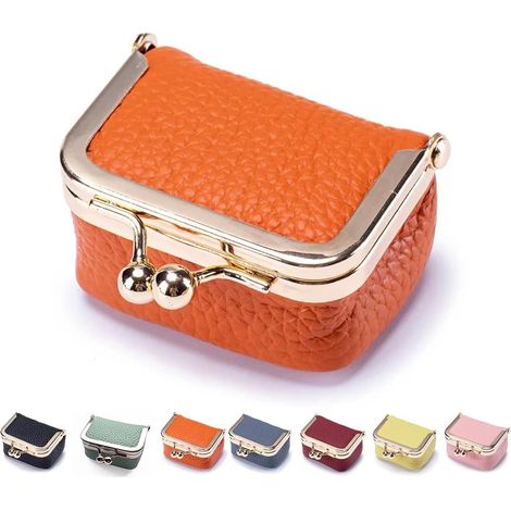 Mini portagioie, borsetta/organizer per gioielli portatile in stile retrò, con chiusura a scatto (arancione). (1/3)