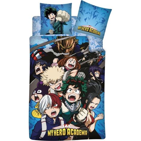 Parure de lit réversible 140x200 cm et drap housse 90x200 cm - My Heros Academia (1/3)