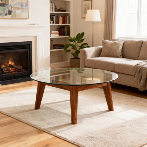 Plateau de Table Rond en Verre Trempé - Ø 76 cm - Épaisseur 7,2 mm - Haute Résistance et Design Minimaliste - Transparent (1/5)