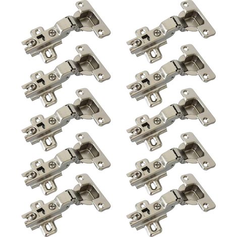 95 Degré Demi Recouvrement Charnières 35mm sans Amortissement pour Porte de Placard Cuisine Charniere pour Meuble Armoires en Semi-applique Lot de 10 (1/5)