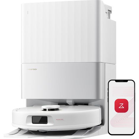 Roborock Qrevo S5V Saugroboter mit Wischfunktion&Hebarem Wischmopp, 12.000Pa Saugkraft, Zero-Tangle System, Warmlufttrocknung, Intelligente Hindernisvermeidung, Multifunktions-Dockingstation Weiß