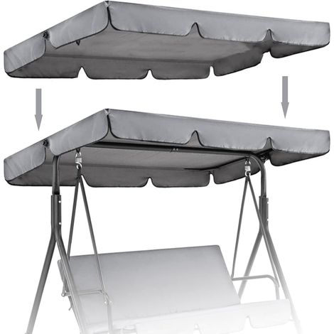 Auvent de Rechange pour balancelle 3 Places - Housse Anti-UV/imperméable pour balancelle de Jardin, terrasse, (Gris, 195 125 15cm) (1/5)