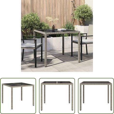 vidaXL Außenbereich - Gartentisch Grau 90 x 90 x 75 cm Poly-Rattan (1/5)