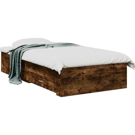 Estructura de cama con cajón Roble Ahumado Madera de ingeniería vidaXL