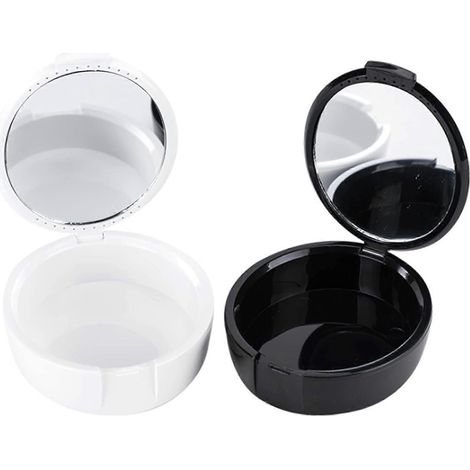 Boîte pour prothèse dentaire, gobelet pour prothèse dentaire, petite boîte de rangement ovale pour prothèse dentaire avec miroir, boîte pour appareil dentaire, boîte portable pour ensemble de molaires (1/4)