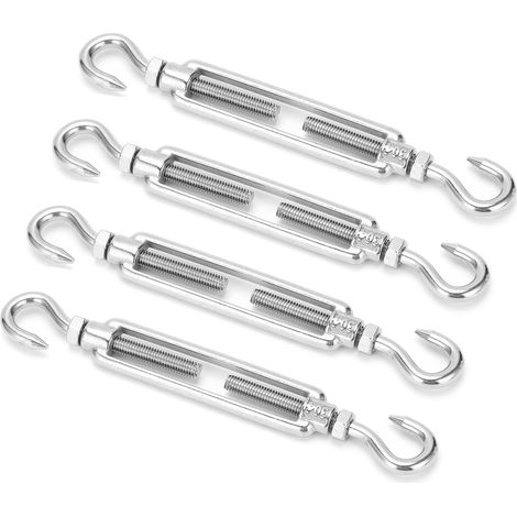 Kit de 4 tendeurs à crochet en acier inoxydable M6 pour la tension de câbles et de fils métalliques (1/5)