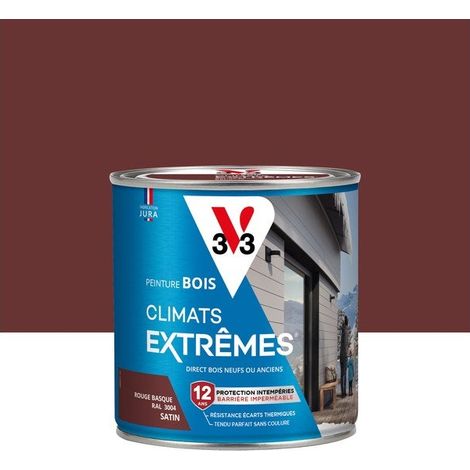 Peinture bois extérieur Climats Extrêmes RAL 3004 Rouge basque satin 0,5L V33 (1/6)