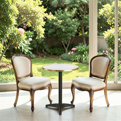 Table bistrot ronde effet marbre blanc pied alu Ø60 cm TORANO (1/5)
