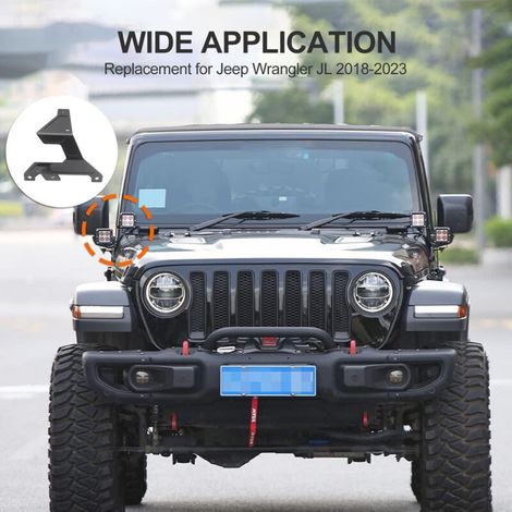 Zoternen Doppelsäulen-Lichthalterung, Windschutzscheiben-LED-Montagehalterungen, Offroad-Stange, Ersatz für Wrangler JL 2018–2023 (1 Paar)