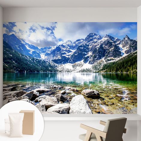 Papier peint décoratif avec colle pour salon, chambre à coucher et bureau – Design moderne et facile à poser Paysage de montagne 152x104 cm (1/5)