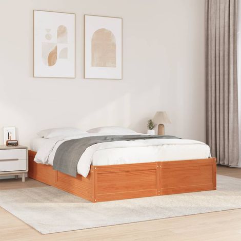 vidaXL Letto senza Materasso Marrone Cera 140x190 cm in Legno di Pino (1/5)