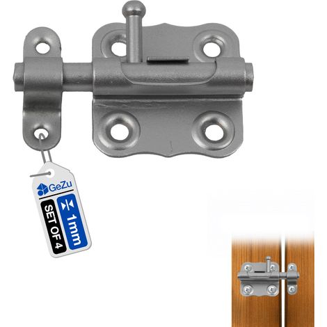 Lot de 4 Verrou de box galvanisé 40 x 40 mm – targette blindée pêne coulissant loquet pour porte de box – Verrou baionnette – GeZu Impex (1/5)
