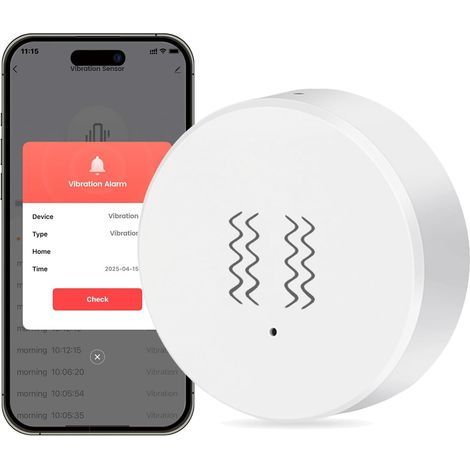 Vibration Sensor, Vibration Alarm, APP Reminder, Mini Wireless Glass Break Detector for Alarm System and Door/Window