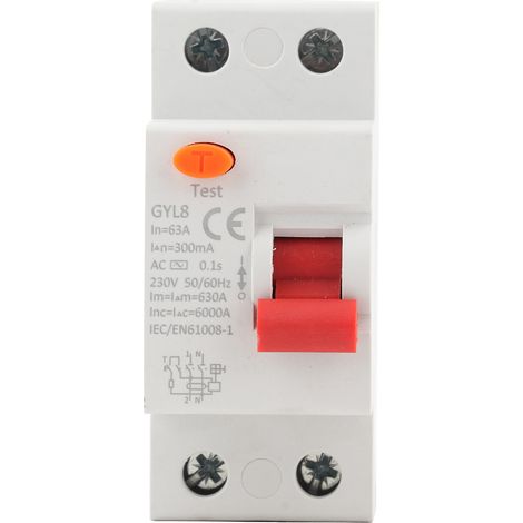 GYL8 Disjoncteur différentiel 2P 230VAC 50/60Hz IP20 Protection de fuite de courant 2P-63A-300mA (1/5)