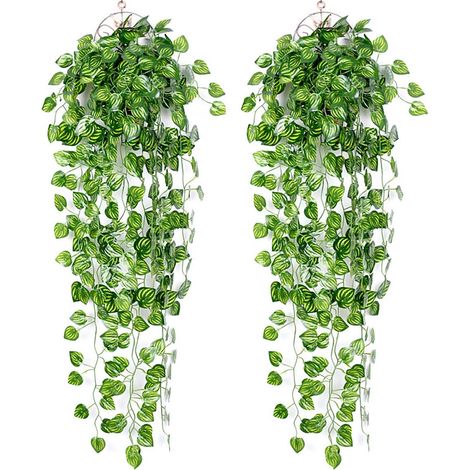 Fleurs artificielles, couronnes de feuilles de pastèque artificielles (lot de 2), idéales pour les fêtes, les mariages, la cuisine, le jardin et le bureau