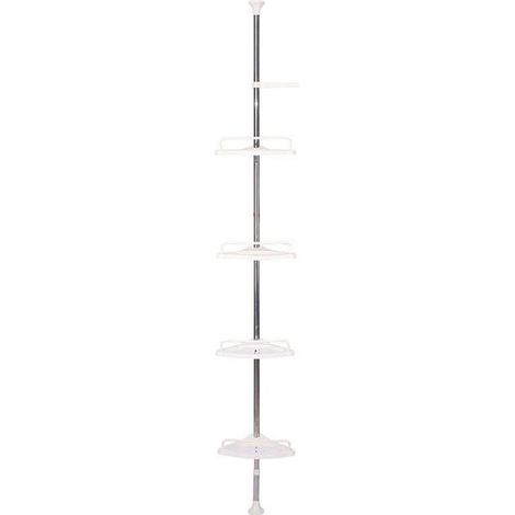 Teleskop-Duschregal 100-320 cm Höhenverstellbares Duschregal ohne Bohren Teleskopregal Eckregal mit 4 Körben (1/4)