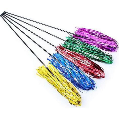 Jeu amusant pour chat avec ruban et tige en plastique, lot de 3 couleurs assorties (1/5)