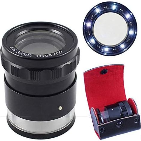 Loupe de bijoutier à échelle LED, grossissement 10x, outil de grossissement avec réticule interchangeable (1/5)