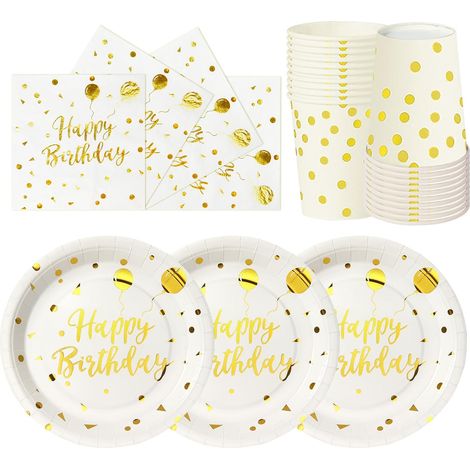 72 Pièces Vaisselle En Papier, Assiettes 18 Cm, Gobelets 266 Ml, Serviettes 16,5 Cm, Pour Anniversaire Enfants (1/5)